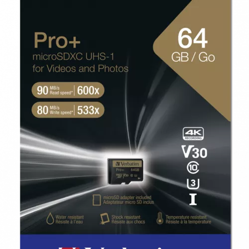 MICRO SDHC CARD PRO+ UHS-I 64GB CLASS 10  INCL ADAPTOR 