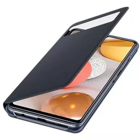 HUSA Smartphone Samsung, pt Galaxy A42, tip smart book cover cu buzunar, TPU, Smart View Wallet, negru, 