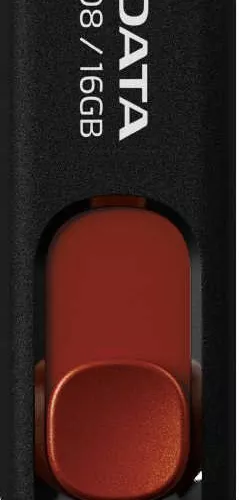 MEMORIE USB 2.0 ADATA 16 GB, retractabila, carcasa plastic, negru / rosu, 