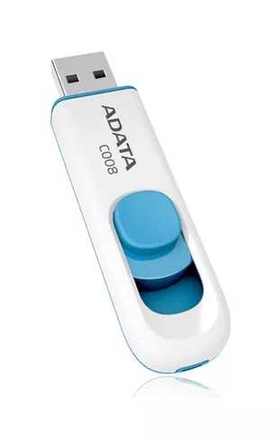 MEMORIE USB 2.0 ADATA 32 GB, retractabila, carcasa plastic, alb / albastru, 