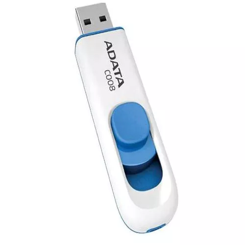 MEMORIE USB 2.0 ADATA 64 GB, retractabila, carcasa plastic, alb / albastru, 
