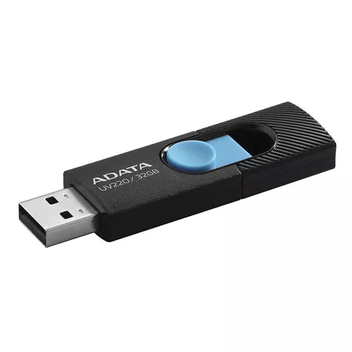 MEMORIE USB 2.0 ADATA 32 GB, retractabila, carcasa plastic, negru / albastru, 