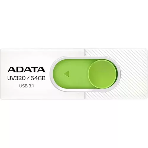 MEMORIE USB 3.2 ADATA 64 GB, retractabila, carcasa plastic, alb / verde, 