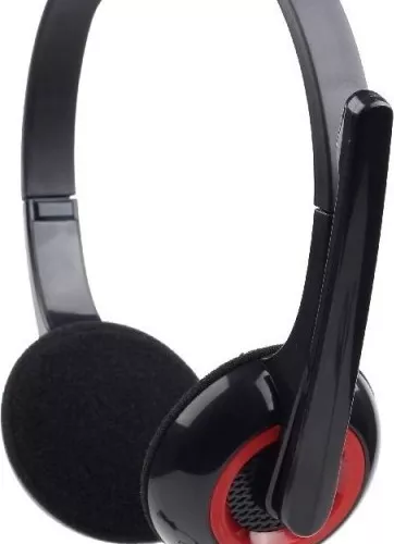 CASTI Gembird, cu fir, standard, utilizare multimedia, microfon pe brat, conectare prin Jack 3.5 mm x 2, negru / rosu, 