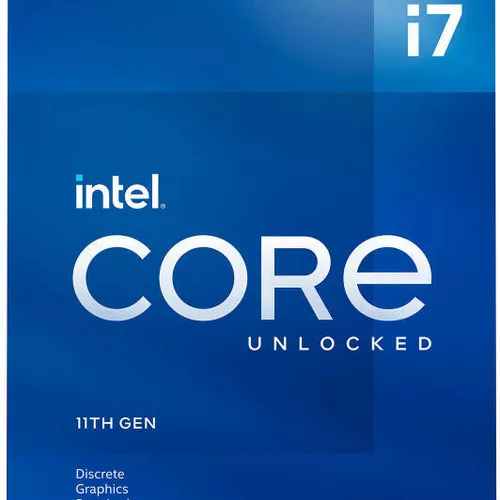 CPU INTEL i7-11700KF, skt LGA 1200, Core i7, frecventa 3.6 GHz, turbo 5.0 GHz, 8 nuclee,  putere 125 W, 