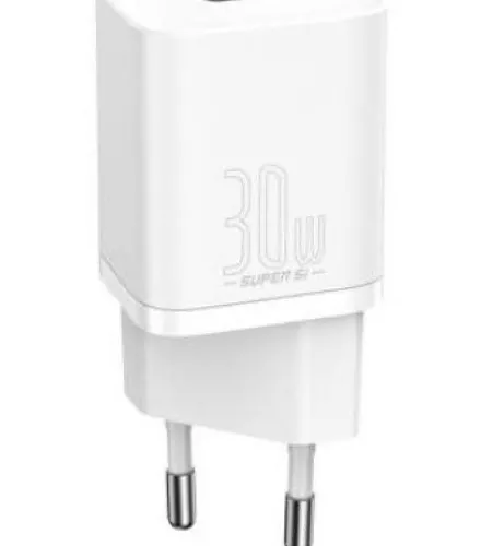 INCARCATOR retea Baseus Super Si, Quick Charge 30W, 1 x USB Type-C 5V/3A, alb 