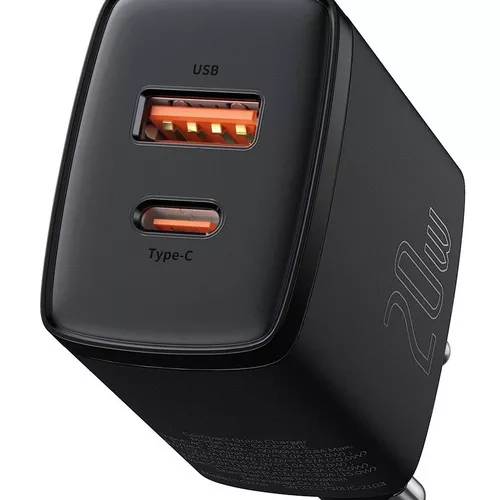 INCARCATOR retea Baseus Compact, Quick Charge 20W, 1 x USB Type-C 5V/3A max, 1 x USB 5V/3A, negru 
