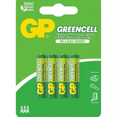 Baterie GP Batteries, Greencell AAA (LR03) 1.5V carbon zinc, blister 4 buc. 