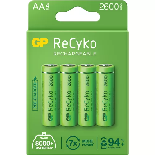 Acumulatori GP Batteries, ReCyko 2600mAh AA (LR6) 1.2V NiMH, paper box 4 buc. 