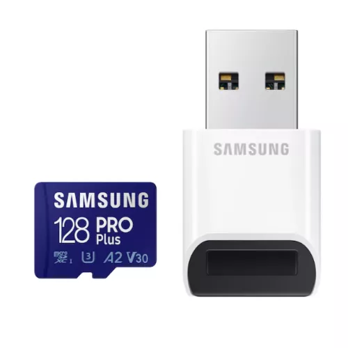 Card memorie Samsung PRO Plus + Cititor USB carduri micro-SDXC, MB-MD128KB/WW, 128GB, 