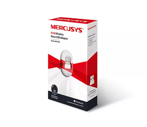 ADAPTOR RETEA MERCUSYS NANO, extern wireless 2.4 GHz, USB 2.0, port, 150 Mbps, antena interna x 1, 