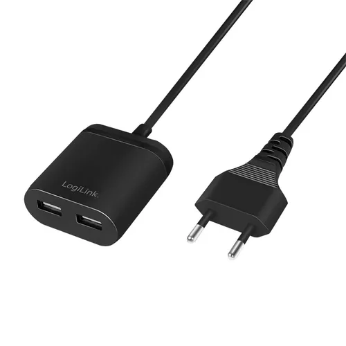 ALIMENTATOR retea 220V LOGILINK, universal, 2 x USB-A, maxim 2.4A, 12W, suport OCP/OVP/SCP, 1.5m, negru, 