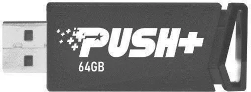 MEMORIE USB 3.2 PATRIOT PUSH+,  64 GB, profil mic, negru, 