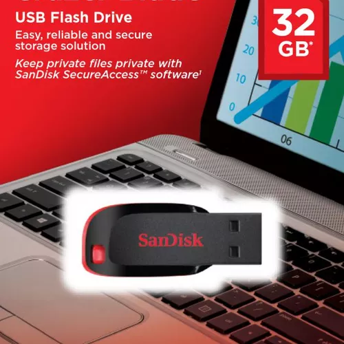 MEMORIE USB 2.0 SANDISK 32 GB, clasica, carcasa plastic, negru, 
