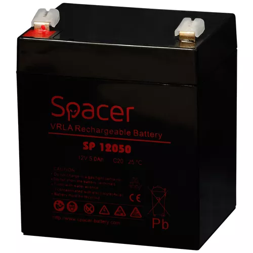 ACUMULATOR UPS SPACER 12V / 5Ah, dimensiuni: 90x70x101mm, inaltime+terminal: 107mm, terminal F2(T2), 