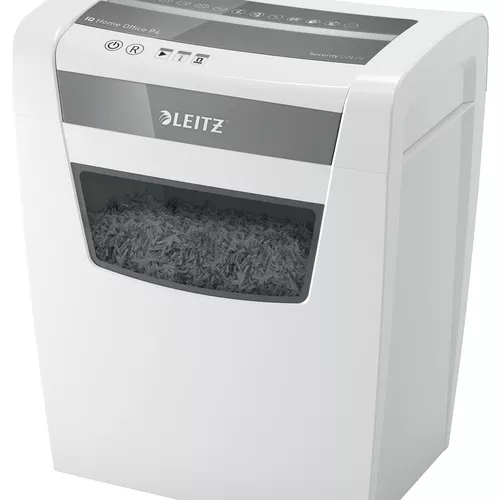 Distrugator manual documente Leitz IQ Home Office, 10 coli, P4, cross-cut (tip confeti), cos 23 coli, alb, Leitz 