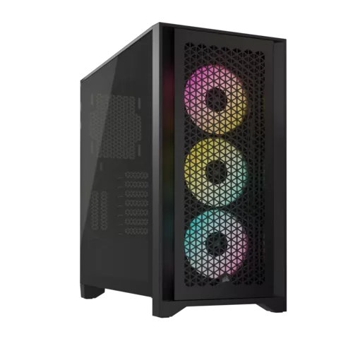 CARCASA Corsair iCUE 4000D RGB AIRFLOW Mid-Tower Case, Black - 3x AF120 RGB ELITE Fans - iCUE Lighting Node PRO Controller - High-airflow Design 