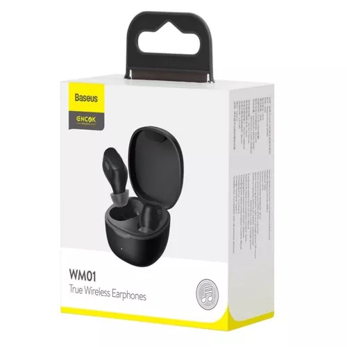 CASTI Baseus Encok WM01, true wireless, intraauriculare - butoni, pt smartphone, microfon pe casca, conectare prin Bluetooth 5.0, negru 
