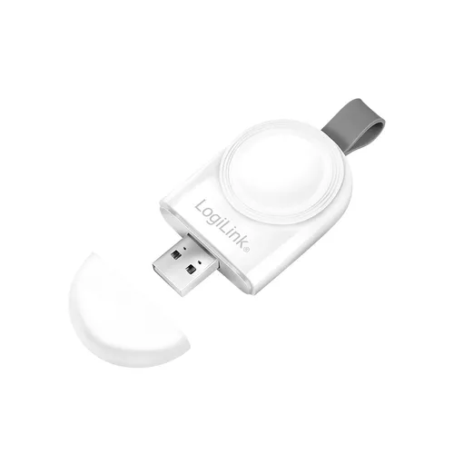 ALIMENTATOR wireless LOGILINK, compatibil seria iWatch 5/4/3/2/1, 1 port wireless x 2.5W, 1 x USB (5V/1A), white, 