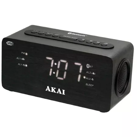 Akai DUAL ALARM CLOCK WITH BLUETOOTH, 