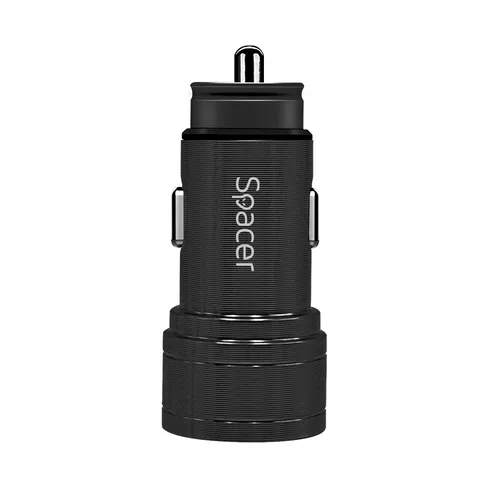 ALIMENTATOR auto SPACER Fast Charge 17W 5V/3.1A max, putere totala 17W, 2 x USB, pt. bricheta auto, black, 