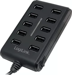 HUB extern LOGILINK, porturi USB: USB 2.0 x 10, conectare prin USB 2.0, alimentare retea 220 V, cablu 0.6 m, negru, 