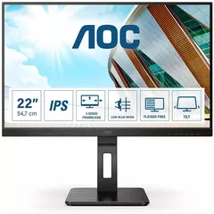 MONITOR  AOC 21.5 inch, home | office, IPS, Full HD (1920 x 1080), Wide, 250 cd/mp, 4 ms, HDMI | VGA, 