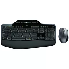 KIT wireless LOGITECH, tastatura wireless multimedia, palm rest, display LCD  + mouse wireless, 6 butoane 