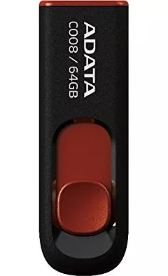 MEMORIE USB 2.0 ADATA 64 GB, retractabila, carcasa plastic, negru / rosu, 