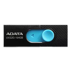 MEMORIE USB 2.0 ADATA 64 GB, retractabila, carcasa plastic, negru / albastru, 
