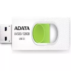 MEMORIE USB ADATA 128 GB, USB 3.1, retractabila, carcasa plastic, alb/ verde, 