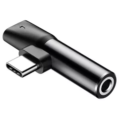 ADAPTOR Incarcare si audio Baseus, 1 x USB Type-C (T) la 1 x USB Type-C (M) si 1 x Jack 3.5mm (M), negru 