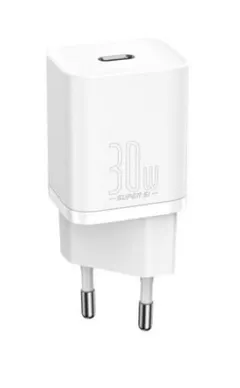 INCARCATOR retea Baseus Super Si, Quick Charge 30W, 1 x USB Type-C 5V/3A, alb 