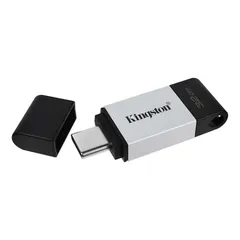 MEMORIE USB Type-C KINGSTON 128 GB, cu capac, carcasa metalic & plastic, negru / argintiu, 