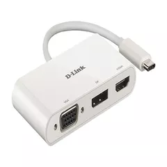 DOCKING Station D-Link universal, conectare PC USB Type C, Thunderbolt 3, nu, porturi video VGA x 1, Display Port x 1, HDMI x 1, fara port retea, NB nu, alb, 