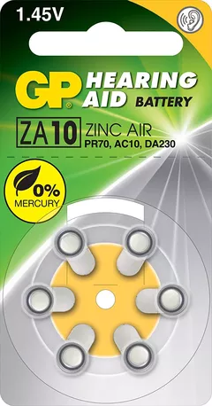 Baterie GP Batteries, aparat auditiv (ZA10) 1.45V zinc-aer, blister 6 buc. 