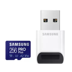 Card memorie Samsung PRO Plus + Cititor USB carduri micro-SDXC, MB-MD256KB/WW, 256GB, 