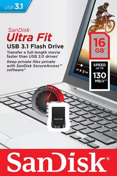 MEMORIE USB 3.1 SANDISK 16 GB, profil mic, carcasa plastic, negru, 