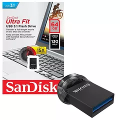 MEMORIE USB 3.1 SANDISK 64 GB, profil mic, carcasa plastic, negru, 