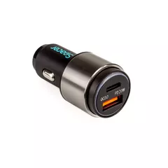 ALIMENTATOR auto SPACER QC si PD 38W total max, Quick Charge 18W & Power Delivery 20W, 38W total max., 1 x USB + 1 x USB Type-C, LED ambiental, pt. bricheta auto, black, 