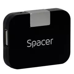 HUB extern SPACER, porturi USB: USB 2.0 x 4, conectare prin USB 2.0, cablu 1m, negru, 