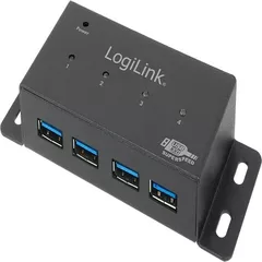 HUB extern LOGILINK, porturi USB: USB 3.0 x 4, conectare prin USB 3.0, alimentare retea 220 V, negru, 