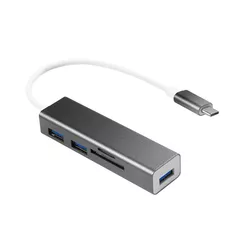 HUB extern LOGILINK, porturi USB: USB 3.0 x 3, conectare prin USB 3.2 Type C, cablu 0.1 m, alte porturi: SD, MicroSD, negru, 