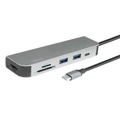 DOCKING Station LOGILINK universal, conectare PC USB TYPE-C 3.2, USB 3.0 x 2, porturi video HDMI x 1, card reader, PD 2.0 pana la 60W, argintiu, 
