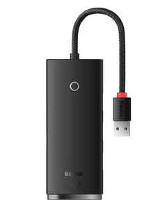 HUB extern Baseus Lite, porturi USB: USB 3.0 x 4, conectare prin USB 3.0, lungime 1m, negru, 