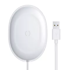 INCARCATOR wireless Baseus Jelly Qi 15W, compatibilitate smartphones, cablu Type-C la USB inclus, alb 